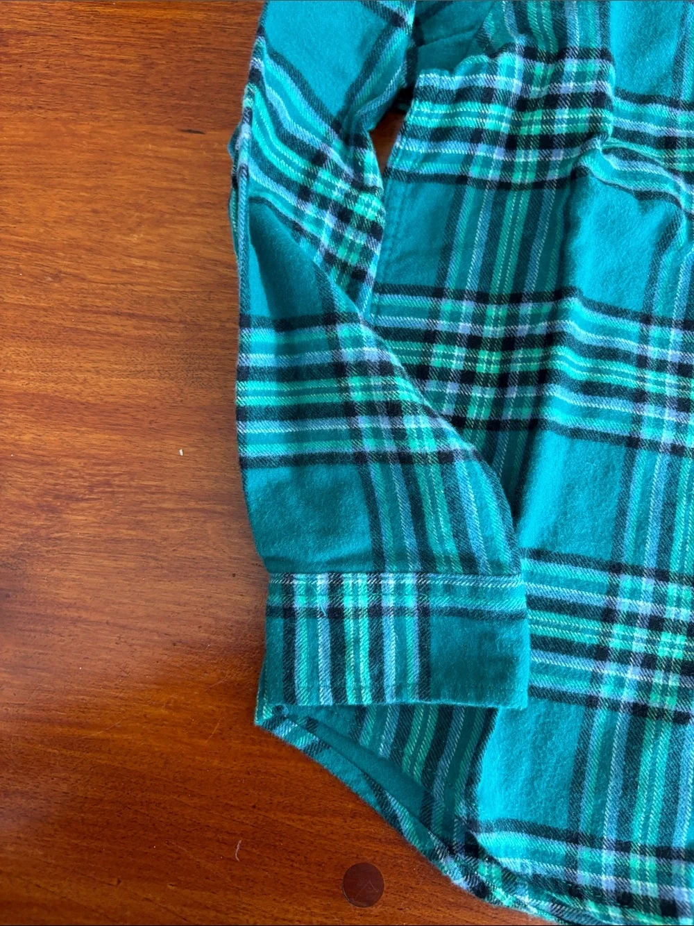 Cat & Jack Teal and Black Plaid Button-Down Shirt for Kids. Flannel